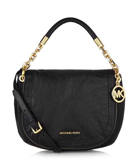 MICHAEL KORS Black Calf Leather Chain Strap Shoulder Bag 